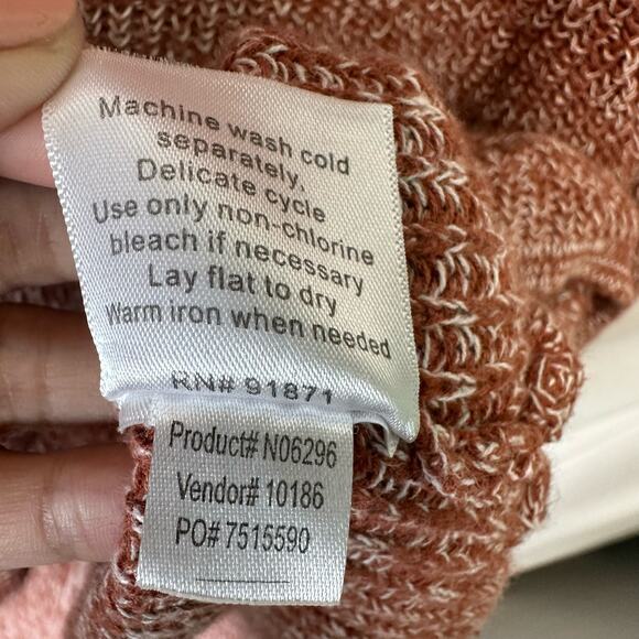 VTG. Norm Thompson Sweater Linen Cotton Blend Women’s 1X Red Orange Shawl - Picture 7 of 7